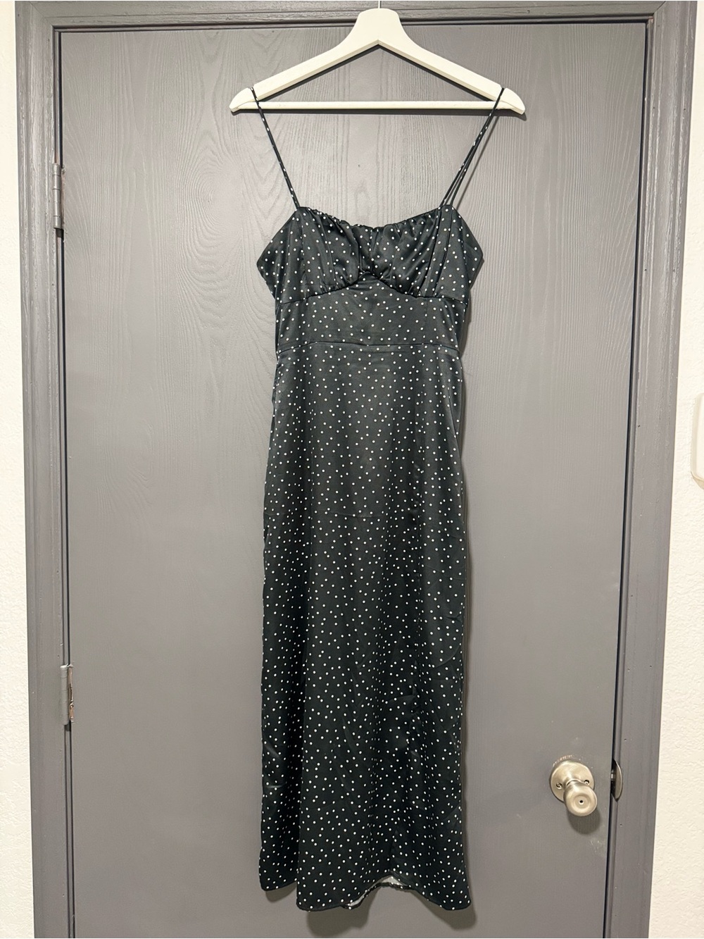 Zara Black Polka Dot Maxi Slip Dress